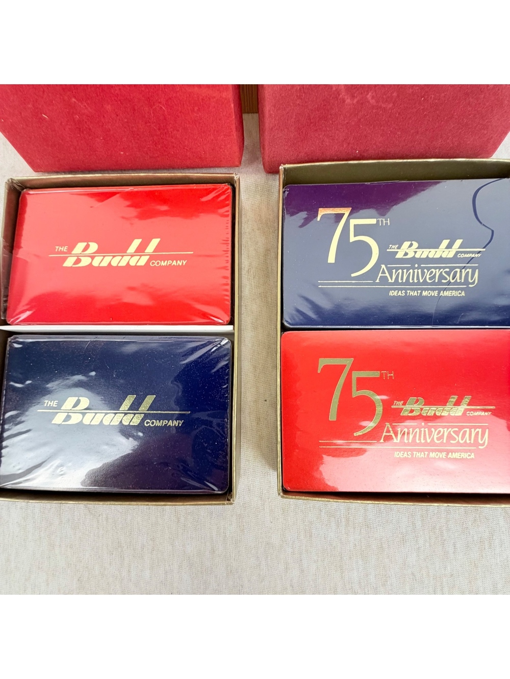 Budd Company Playing Cards Lot 4 Sealed Decks 75th Anniversary Vintage w Boxes